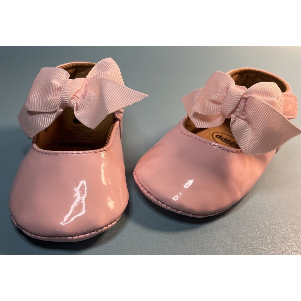 Myggpp Baby Girls SIZE 4 Bowknot Crib  Shoes Pink  NEW